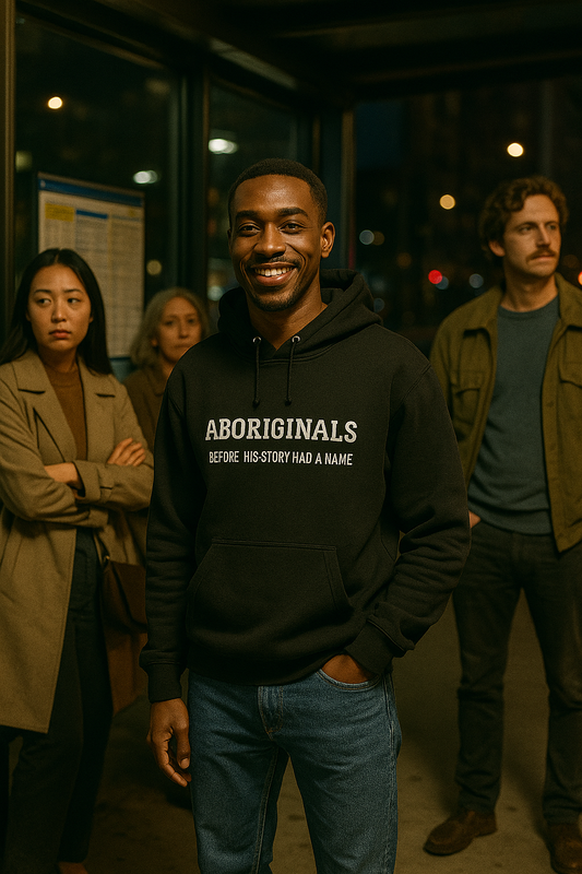 Aboriginal "Before His-tory Had A Name" Hoodie — Embroidered Statement Hoodie